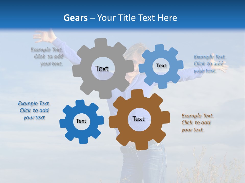 A Woman Standing In A Field With Her Arms Outstretched PowerPoint Template