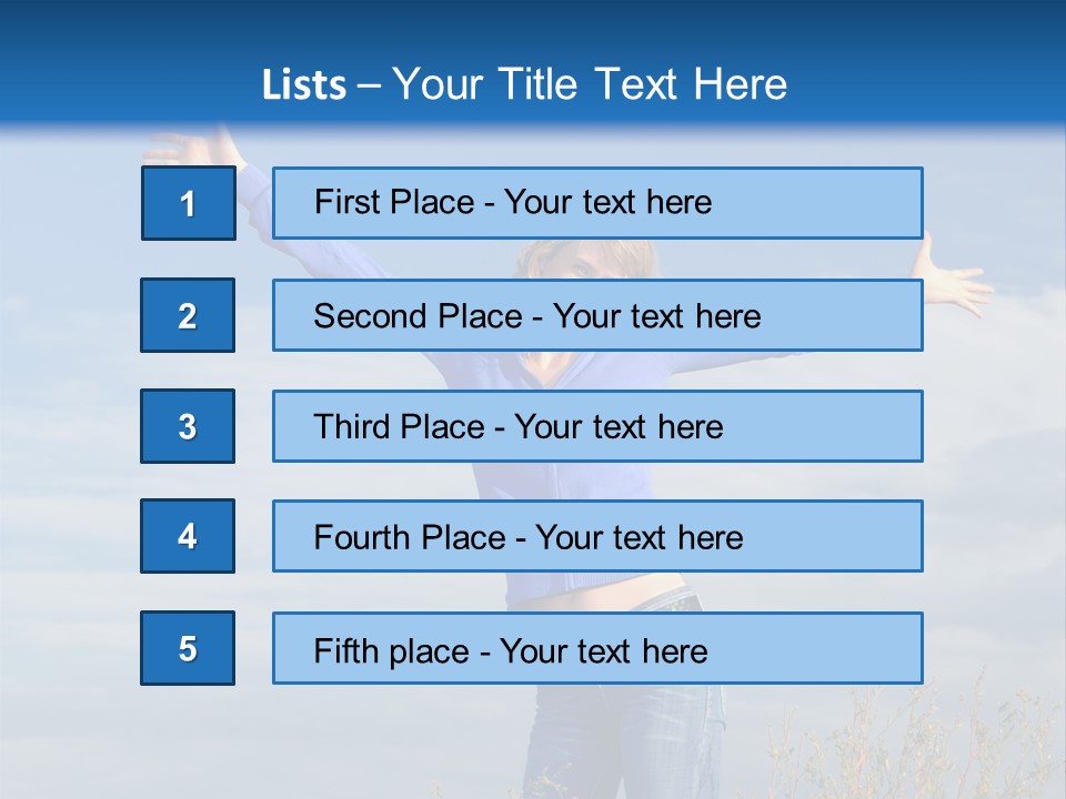 A Woman Standing In A Field With Her Arms Outstretched PowerPoint Template