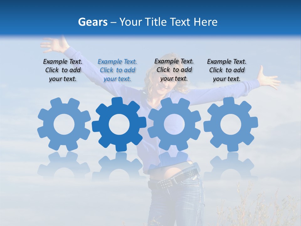 A Woman Standing In A Field With Her Arms Outstretched PowerPoint Template