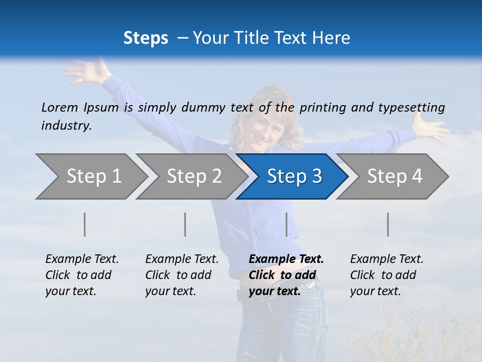 A Woman Standing In A Field With Her Arms Outstretched PowerPoint Template