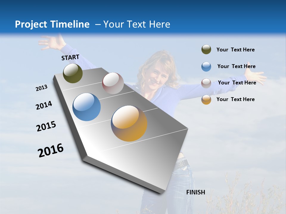 A Woman Standing In A Field With Her Arms Outstretched PowerPoint Template