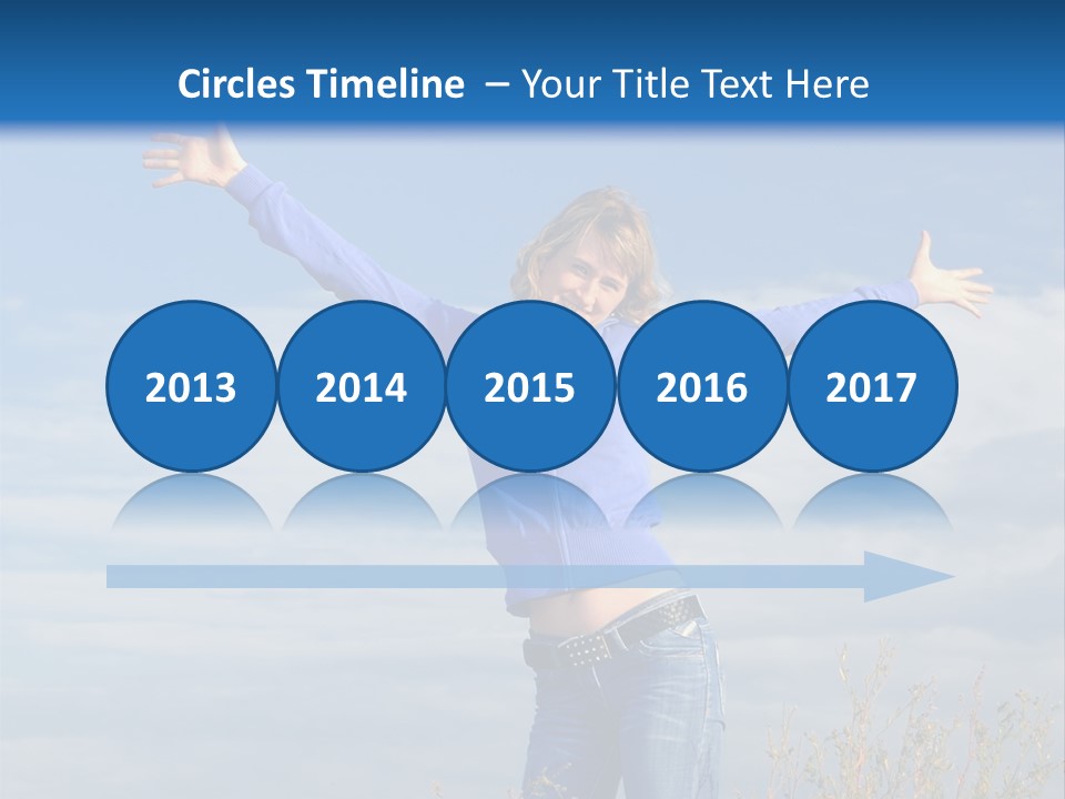 A Woman Standing In A Field With Her Arms Outstretched PowerPoint Template