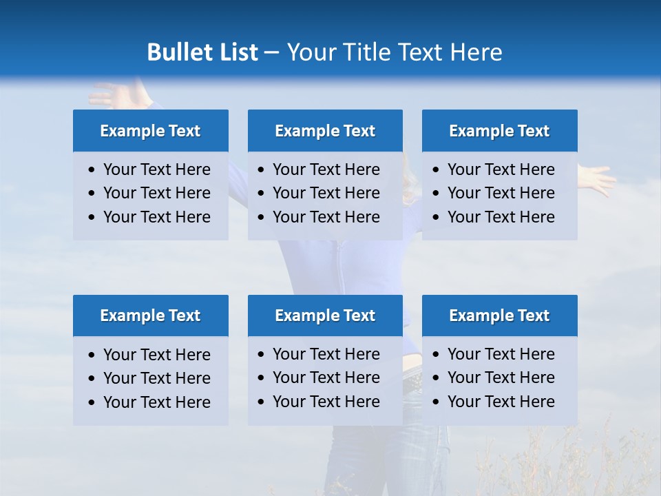 A Woman Standing In A Field With Her Arms Outstretched PowerPoint Template