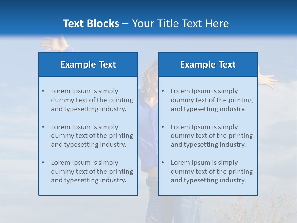 A Woman Standing In A Field With Her Arms Outstretched PowerPoint Template