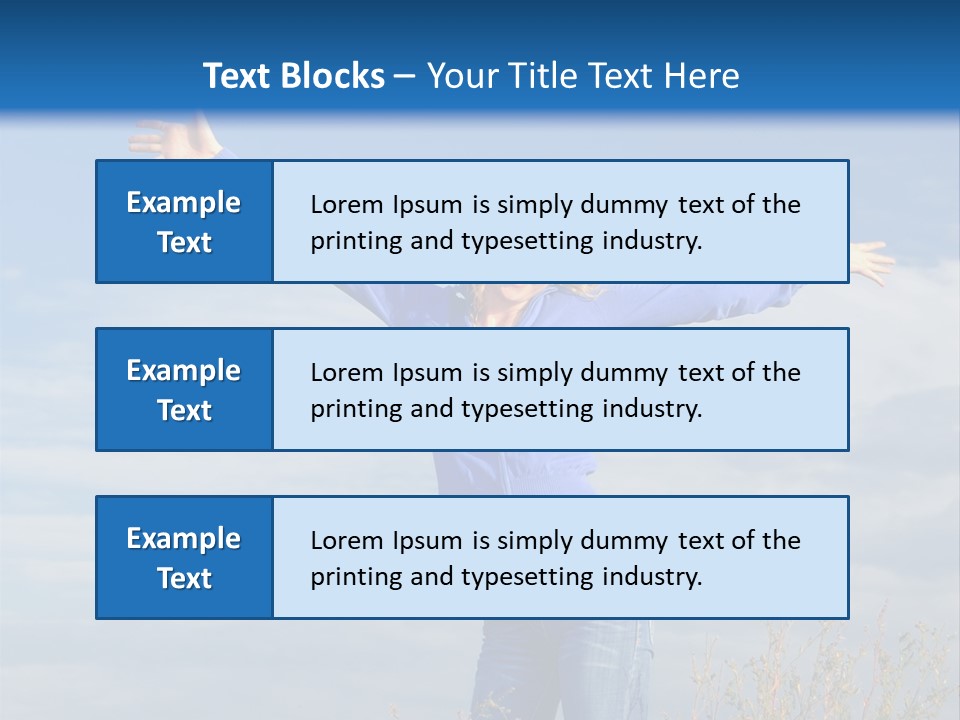 A Woman Standing In A Field With Her Arms Outstretched PowerPoint Template
