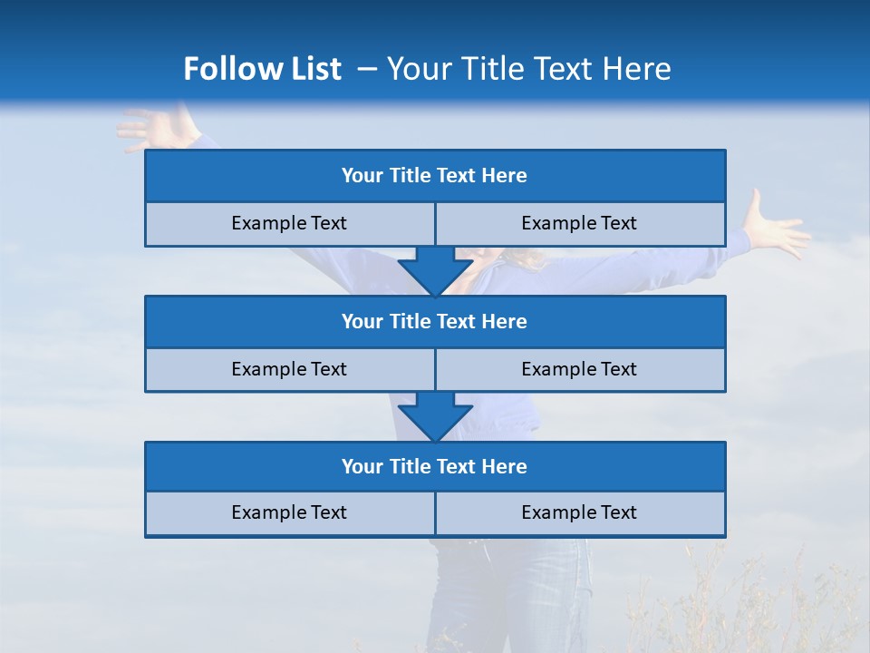 A Woman Standing In A Field With Her Arms Outstretched PowerPoint Template