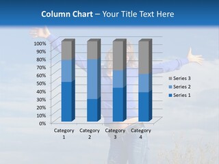 A Woman Standing In A Field With Her Arms Outstretched PowerPoint Template