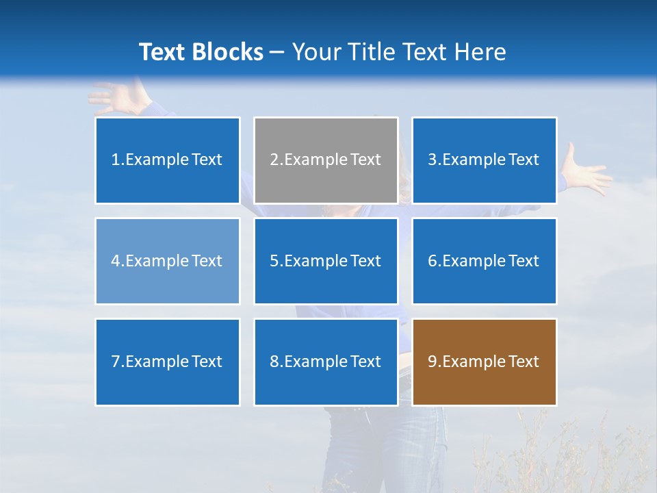 A Woman Standing In A Field With Her Arms Outstretched PowerPoint Template