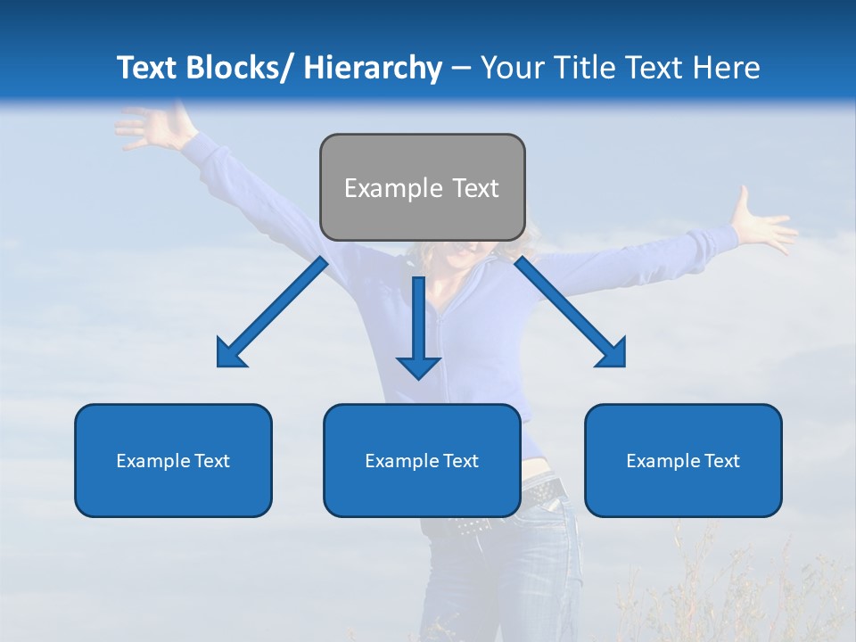 A Woman Standing In A Field With Her Arms Outstretched PowerPoint Template