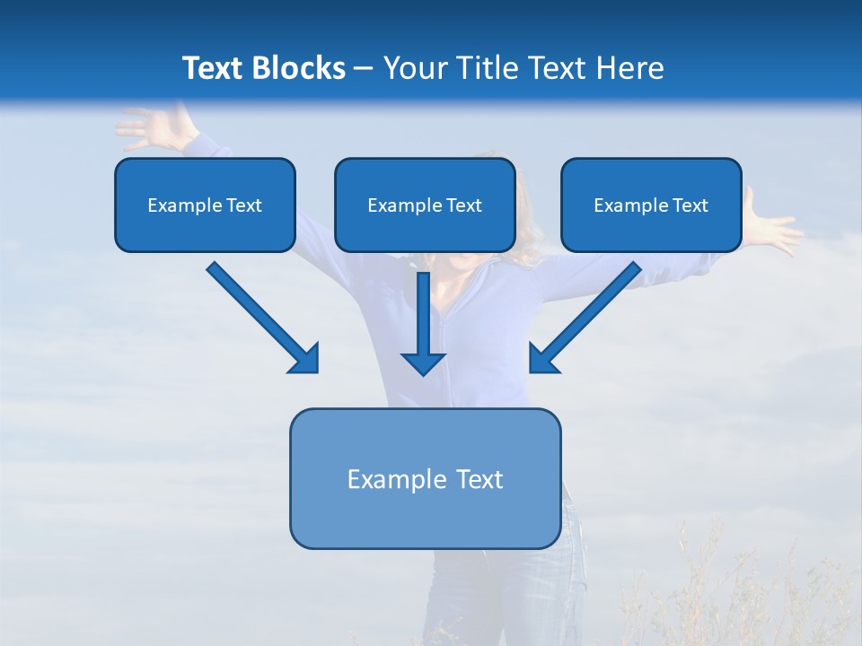 A Woman Standing In A Field With Her Arms Outstretched PowerPoint Template