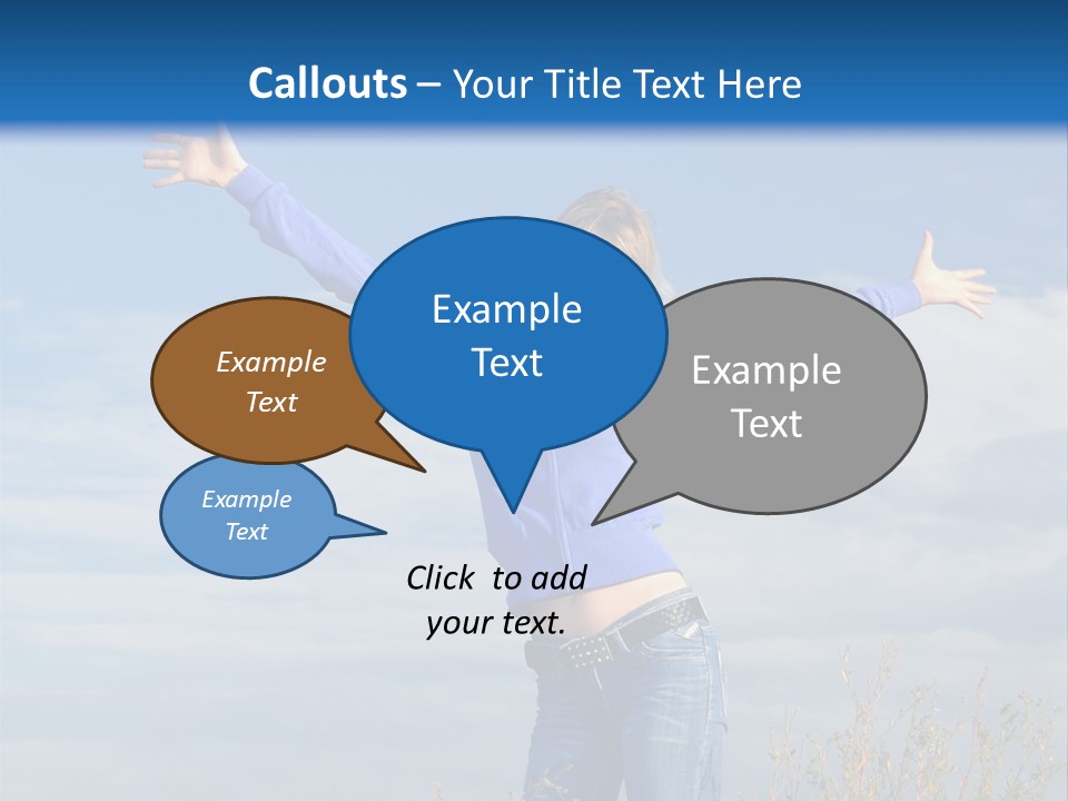 A Woman Standing In A Field With Her Arms Outstretched PowerPoint Template