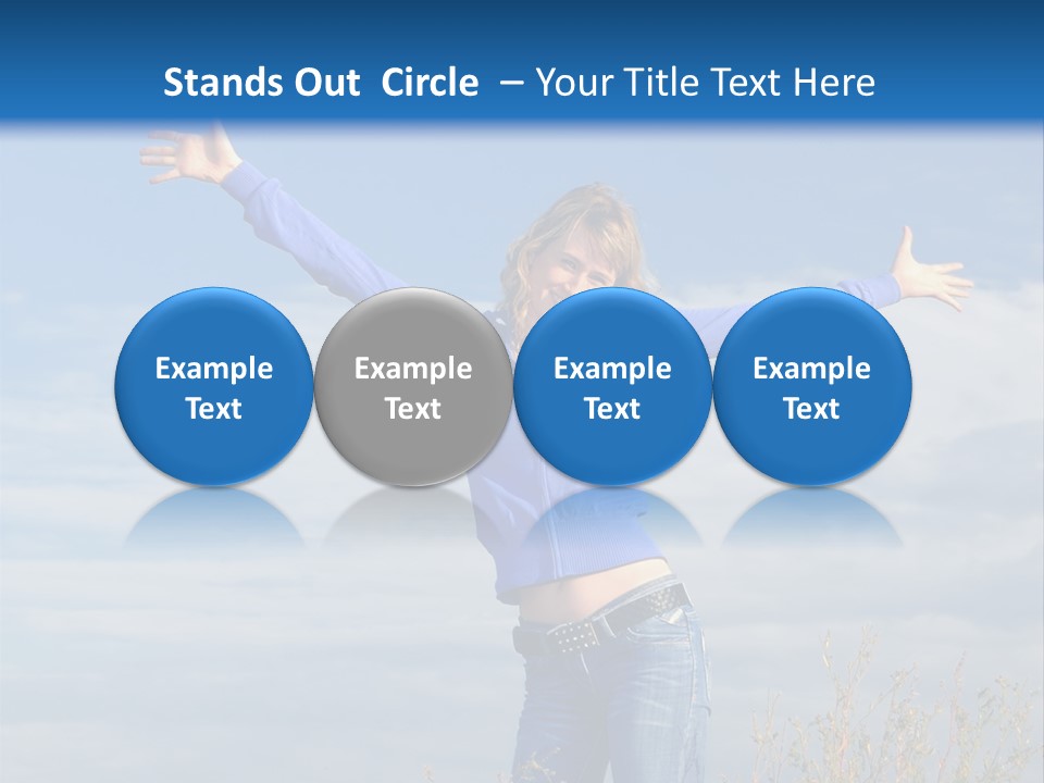 A Woman Standing In A Field With Her Arms Outstretched PowerPoint Template