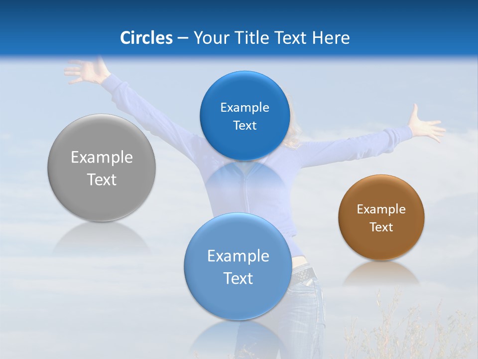 A Woman Standing In A Field With Her Arms Outstretched PowerPoint Template