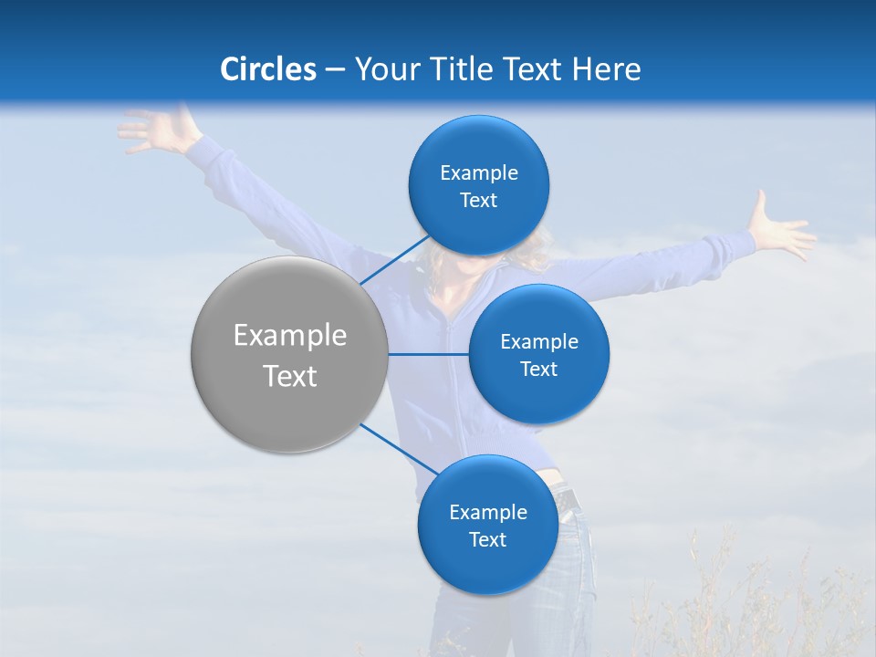 A Woman Standing In A Field With Her Arms Outstretched PowerPoint Template