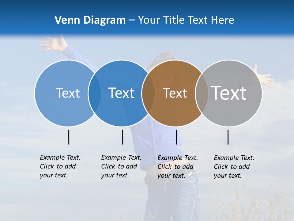 A Woman Standing In A Field With Her Arms Outstretched PowerPoint Template