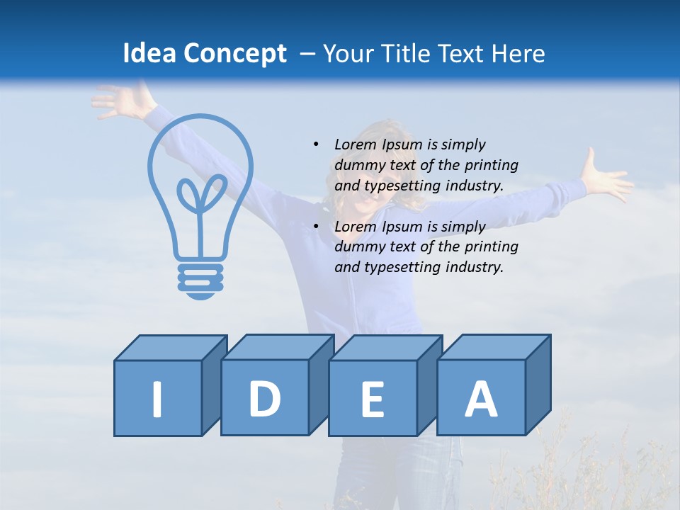 A Woman Standing In A Field With Her Arms Outstretched PowerPoint Template