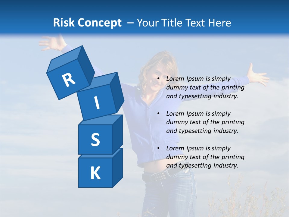 A Woman Standing In A Field With Her Arms Outstretched PowerPoint Template