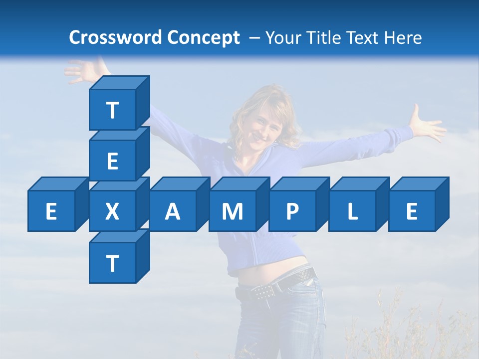 A Woman Standing In A Field With Her Arms Outstretched PowerPoint Template