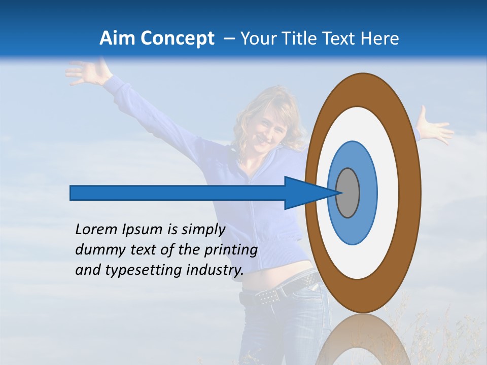 A Woman Standing In A Field With Her Arms Outstretched PowerPoint Template