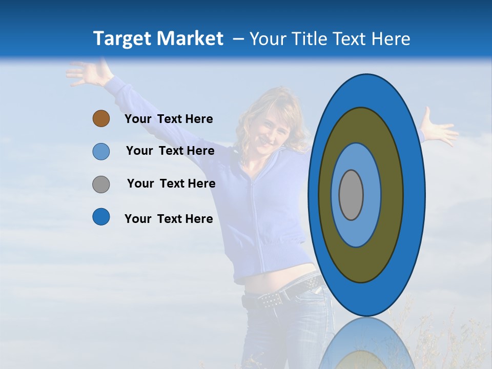 A Woman Standing In A Field With Her Arms Outstretched PowerPoint Template