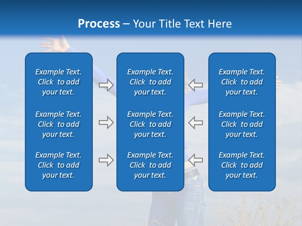 A Woman Standing In A Field With Her Arms Outstretched PowerPoint Template