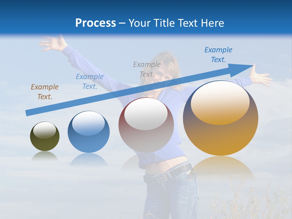 A Woman Standing In A Field With Her Arms Outstretched PowerPoint Template