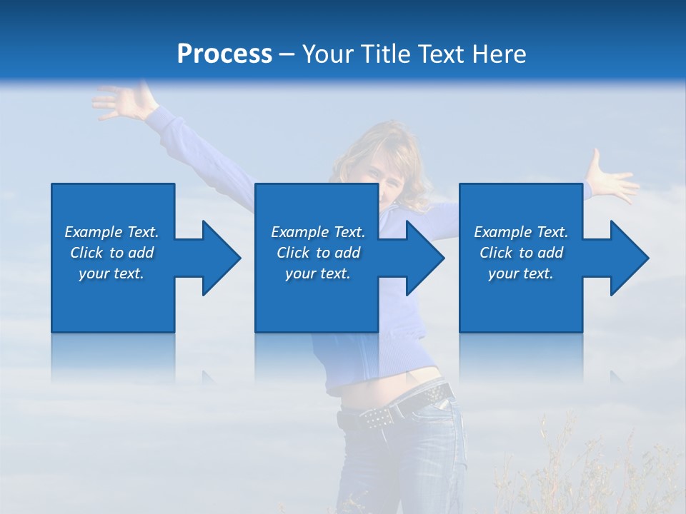 A Woman Standing In A Field With Her Arms Outstretched PowerPoint Template