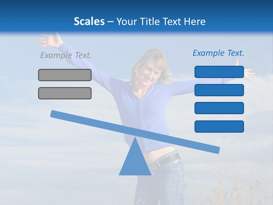 A Woman Standing In A Field With Her Arms Outstretched PowerPoint Template