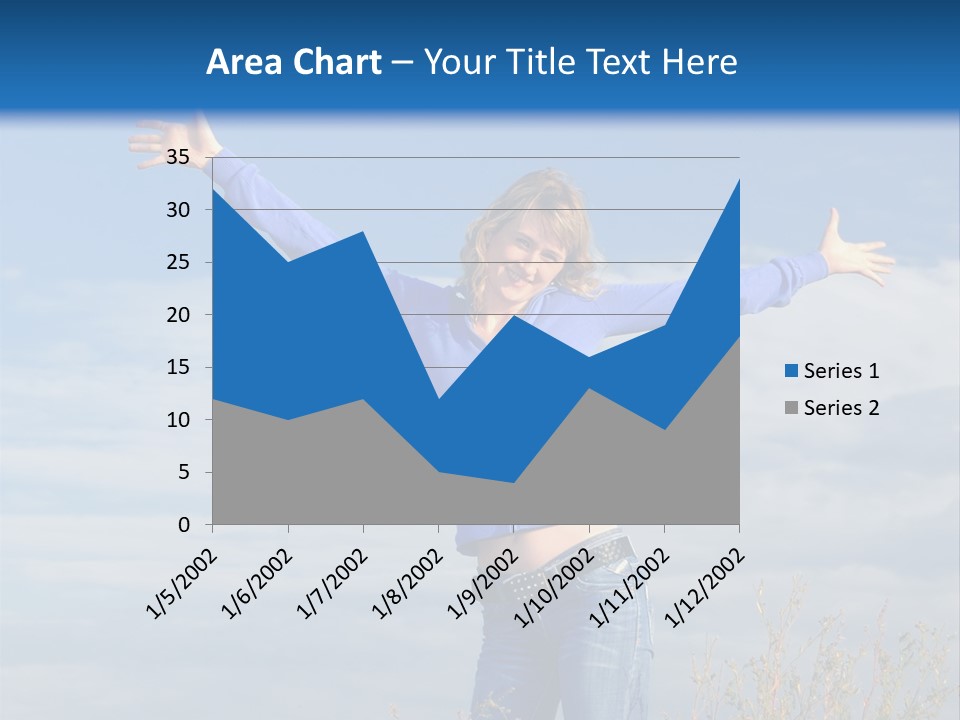 A Woman Standing In A Field With Her Arms Outstretched PowerPoint Template