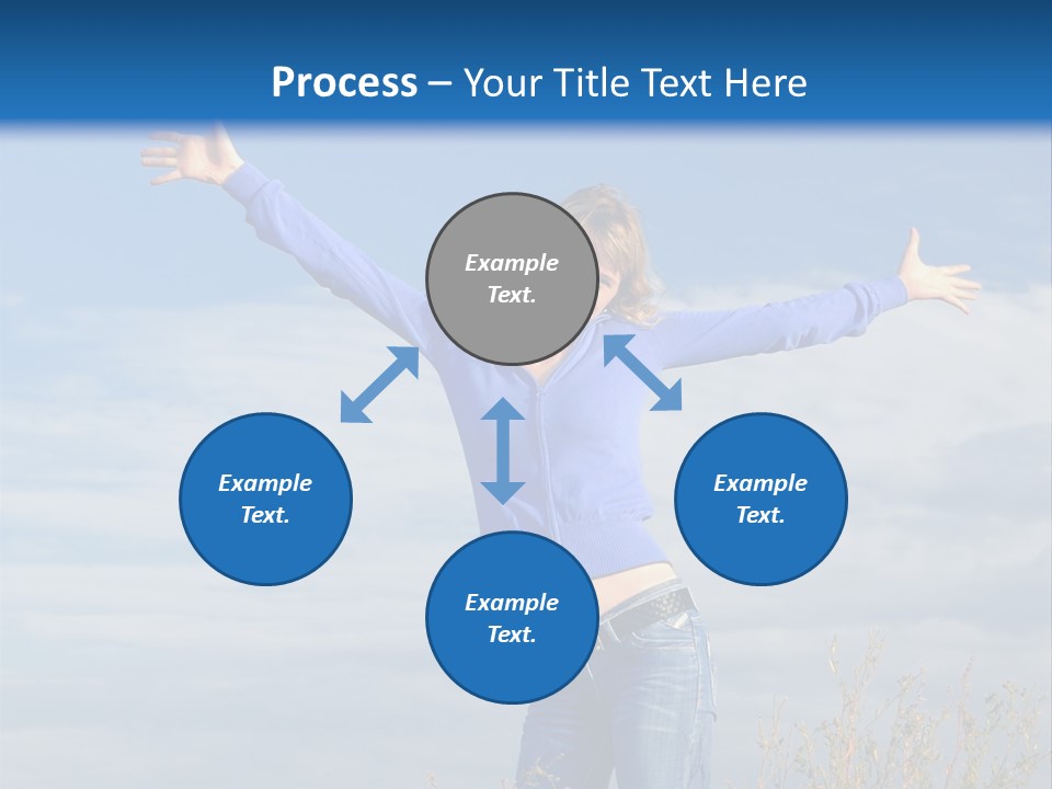 A Woman Standing In A Field With Her Arms Outstretched PowerPoint Template