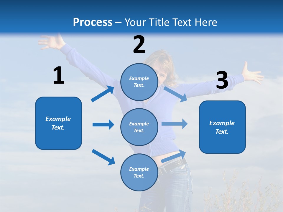 A Woman Standing In A Field With Her Arms Outstretched PowerPoint Template