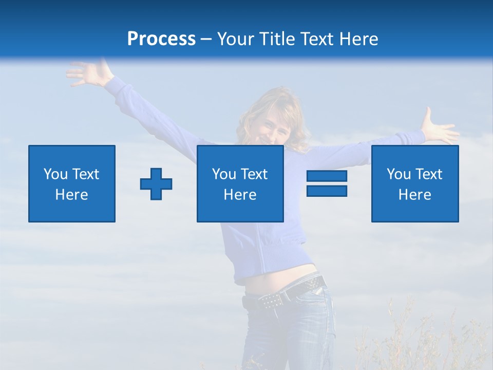 A Woman Standing In A Field With Her Arms Outstretched PowerPoint Template