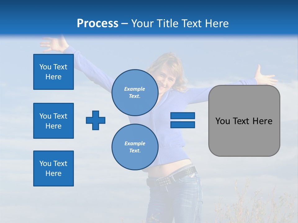 A Woman Standing In A Field With Her Arms Outstretched PowerPoint Template