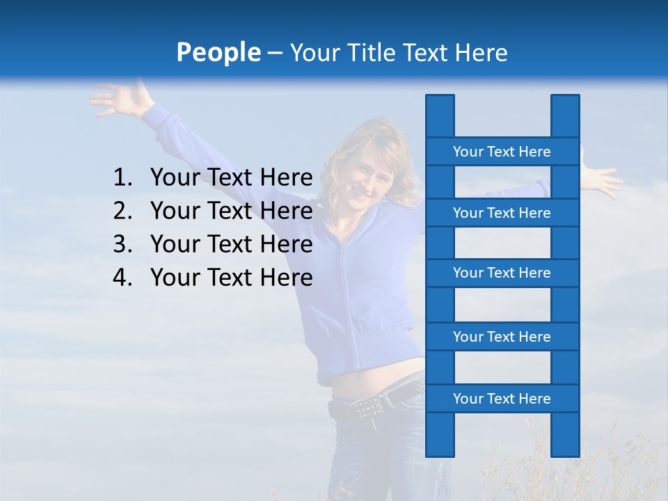 A Woman Standing In A Field With Her Arms Outstretched PowerPoint Template