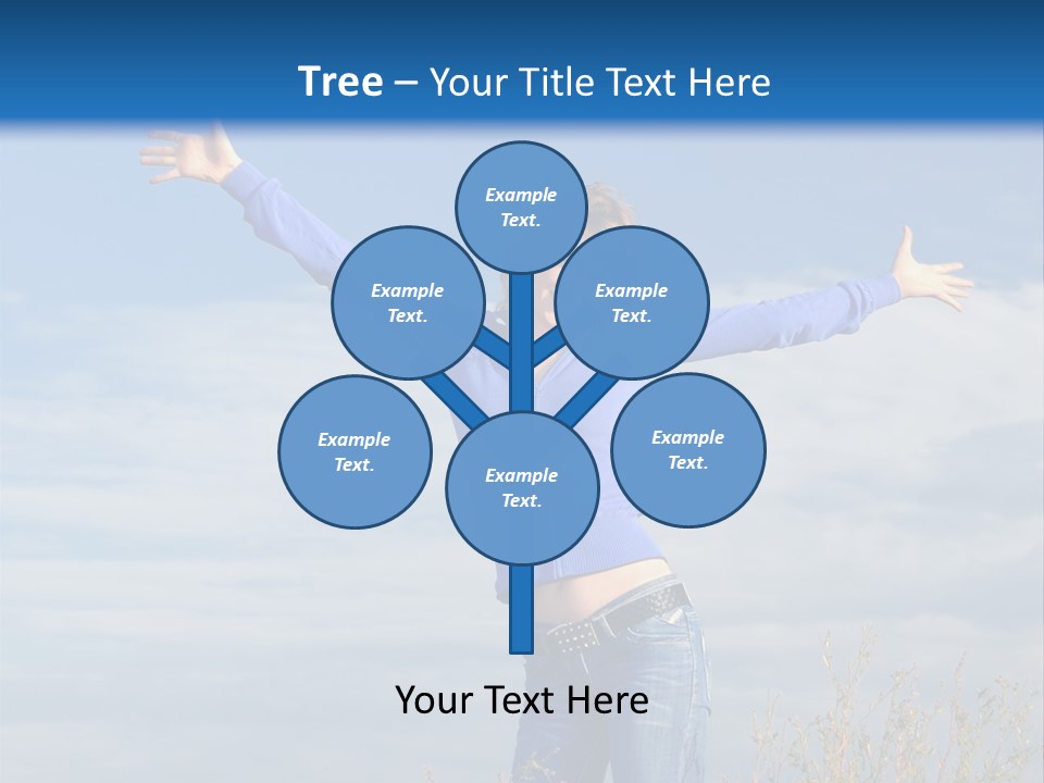 A Woman Standing In A Field With Her Arms Outstretched PowerPoint Template