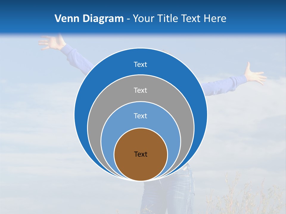 A Woman Standing In A Field With Her Arms Outstretched PowerPoint Template