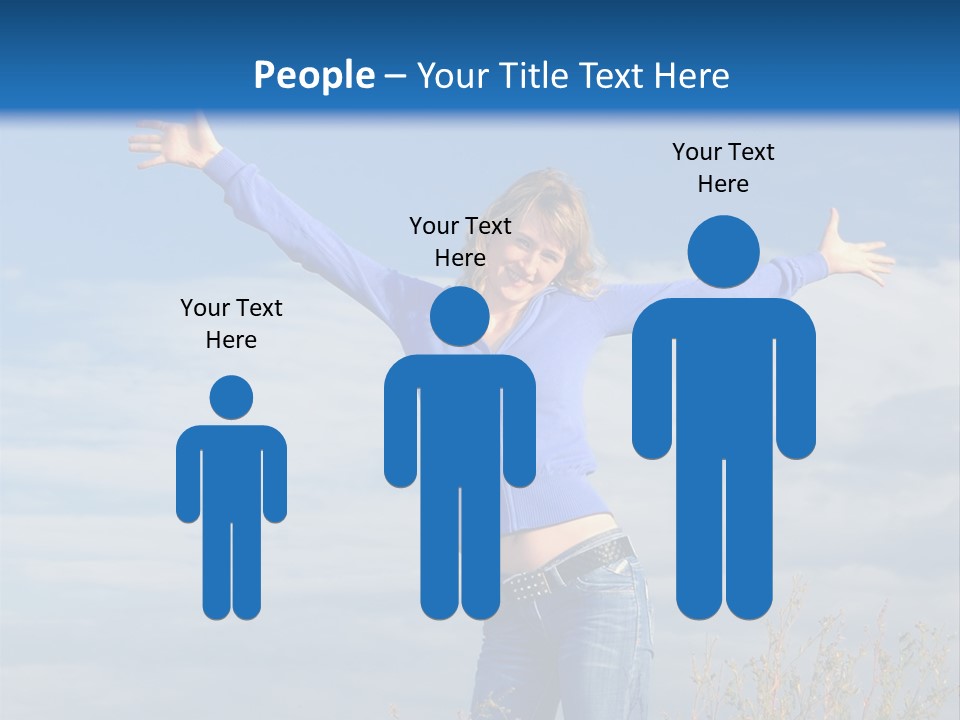 A Woman Standing In A Field With Her Arms Outstretched PowerPoint Template