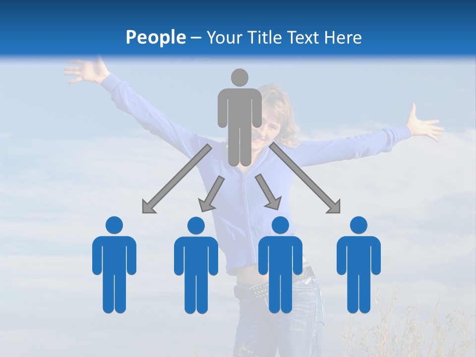 A Woman Standing In A Field With Her Arms Outstretched PowerPoint Template