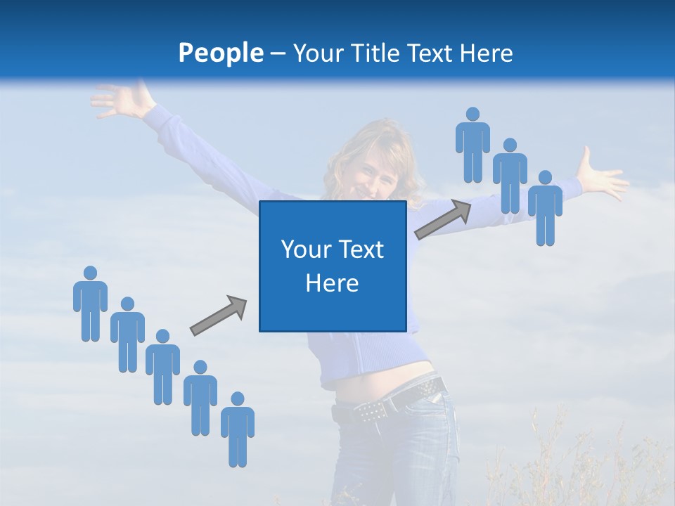 A Woman Standing In A Field With Her Arms Outstretched PowerPoint Template