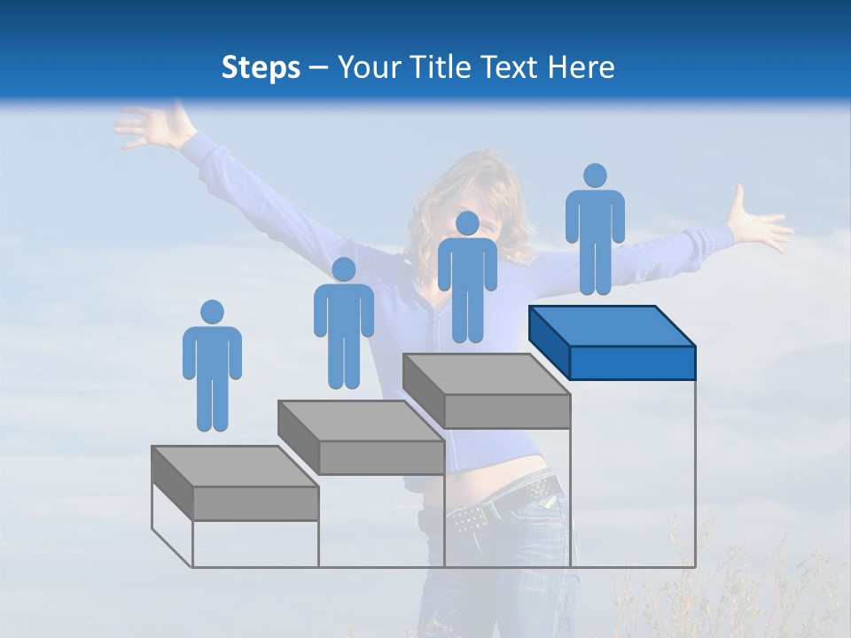 A Woman Standing In A Field With Her Arms Outstretched PowerPoint Template