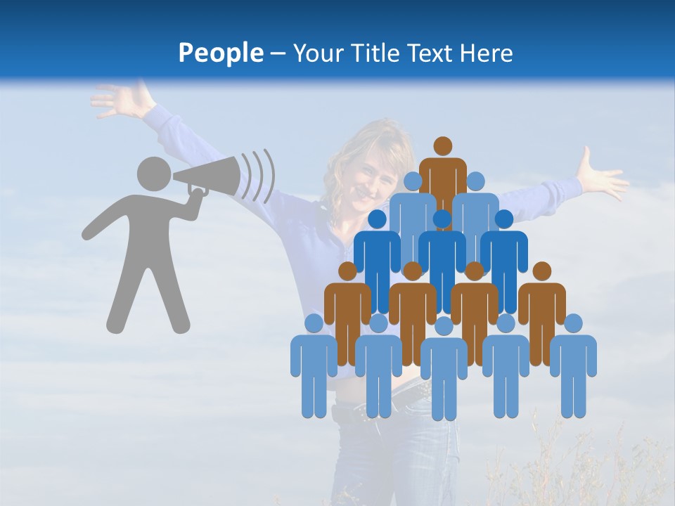 A Woman Standing In A Field With Her Arms Outstretched PowerPoint Template