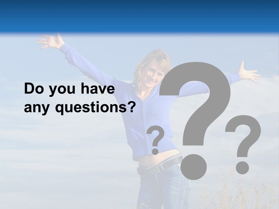 A Woman Standing In A Field With Her Arms Outstretched PowerPoint Template