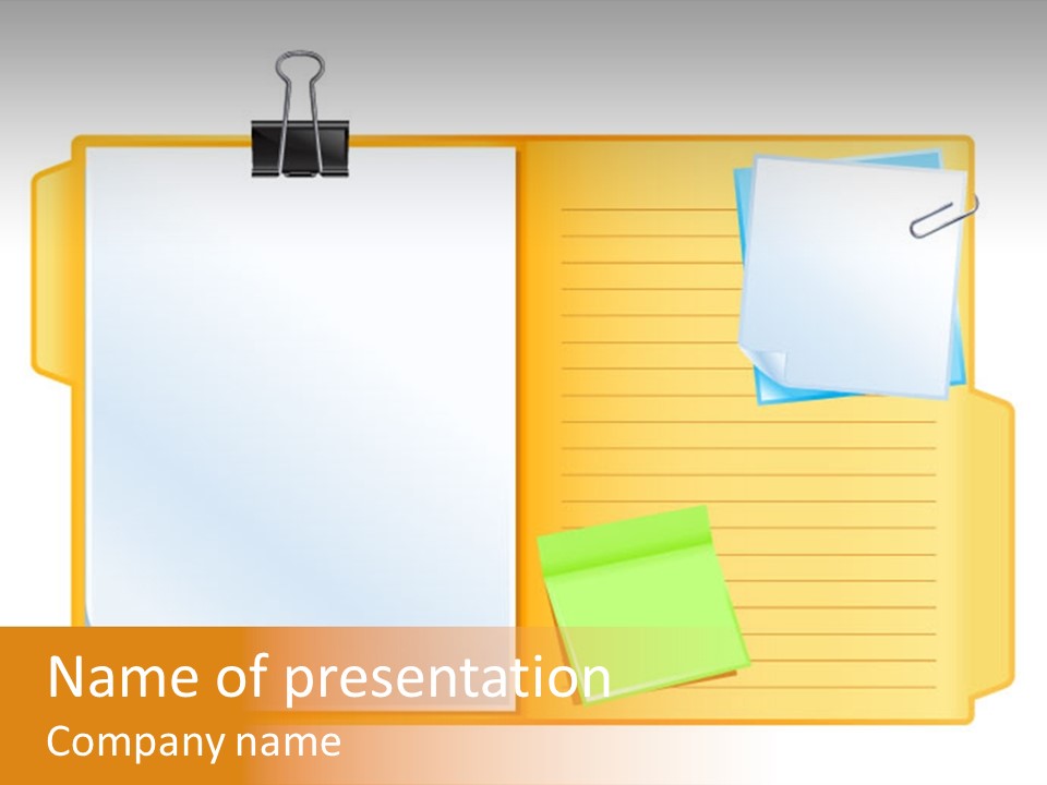 Record Stationery Sticky PowerPoint Template