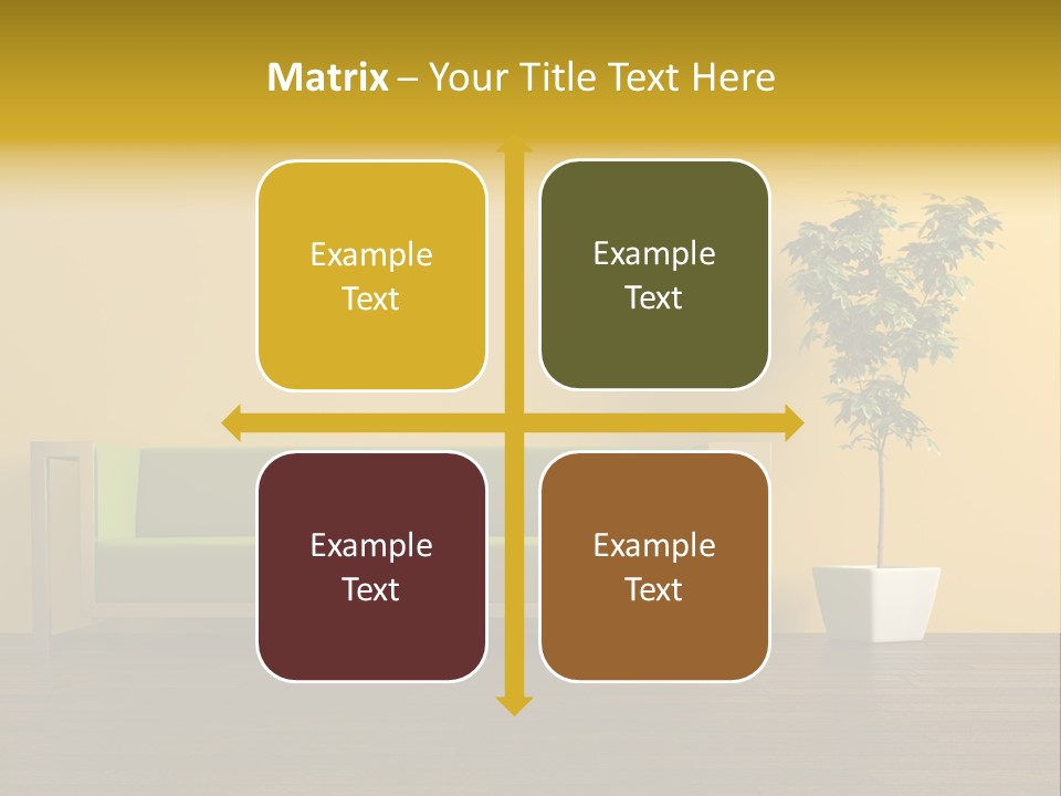 A Green Couch Sitting Next To A Potted Plant PowerPoint Template