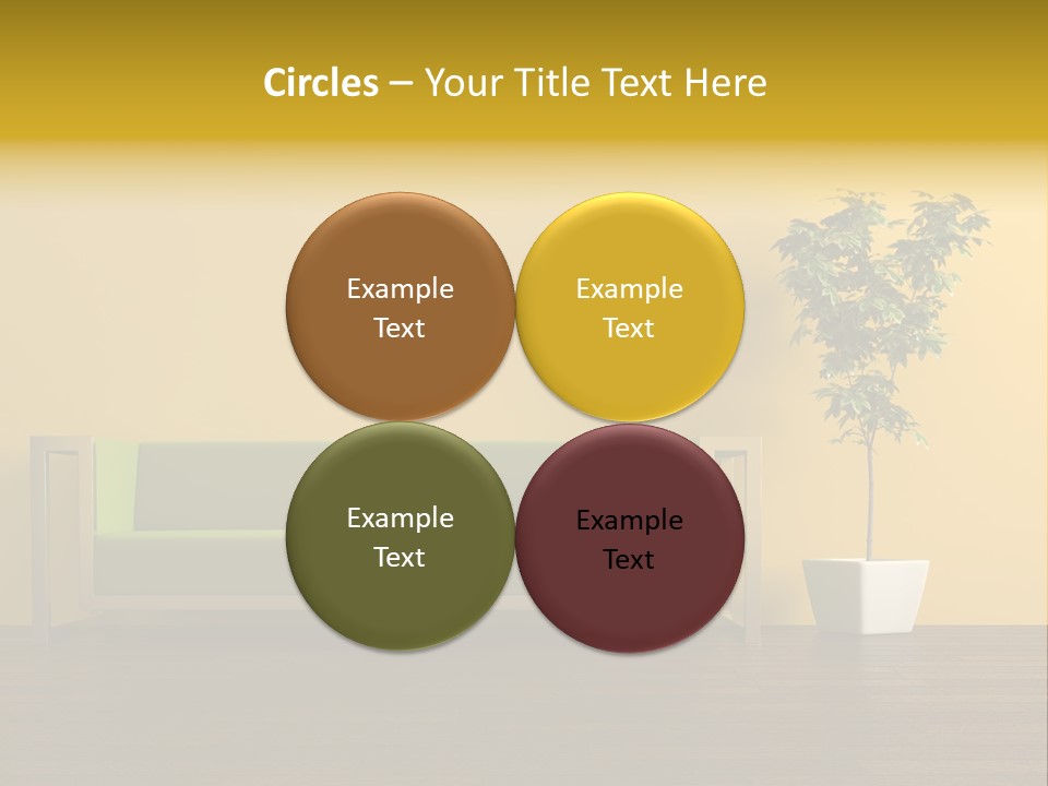 A Green Couch Sitting Next To A Potted Plant PowerPoint Template