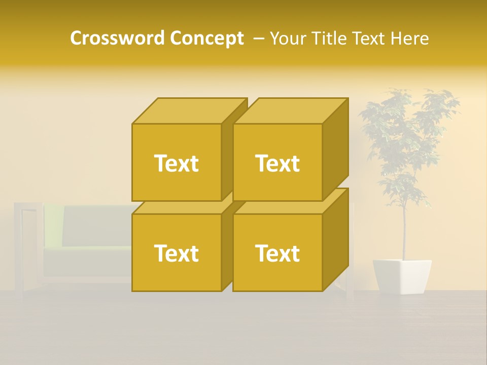 A Green Couch Sitting Next To A Potted Plant PowerPoint Template