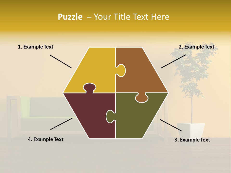 A Green Couch Sitting Next To A Potted Plant PowerPoint Template