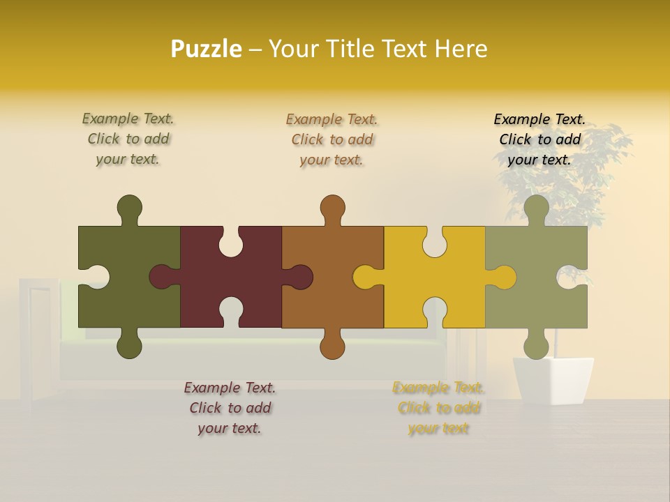 A Green Couch Sitting Next To A Potted Plant PowerPoint Template