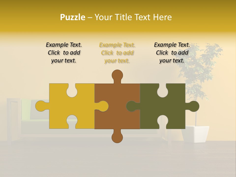 A Green Couch Sitting Next To A Potted Plant PowerPoint Template