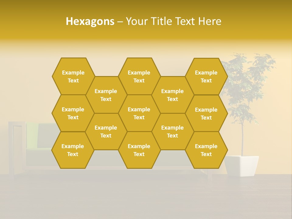 A Green Couch Sitting Next To A Potted Plant PowerPoint Template